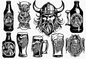 Viking drinking beer tattoo idea