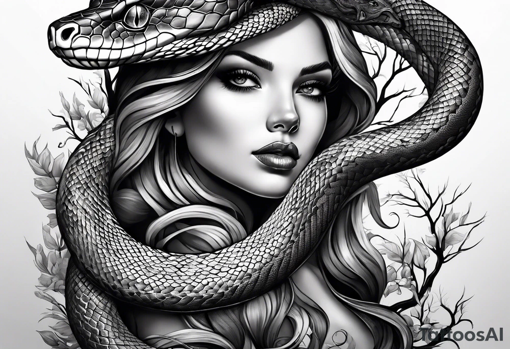 Snake wrapped around a tree tattoo idea