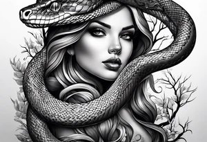 Snake wrapped around a tree tattoo idea