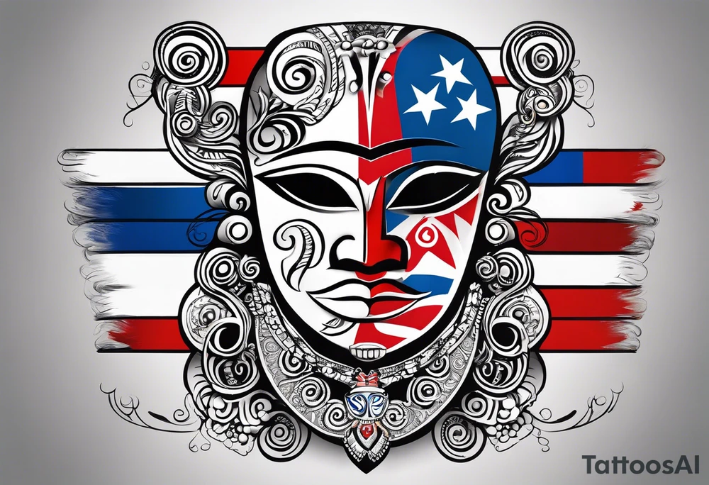 Taino tribal art with the Puerto Rico, U.S. Virgin Islands, and Trinidad flags. tattoo idea