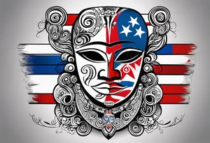 Taino tribal art with the Puerto Rico, U.S. Virgin Islands, and Trinidad flags. tattoo idea