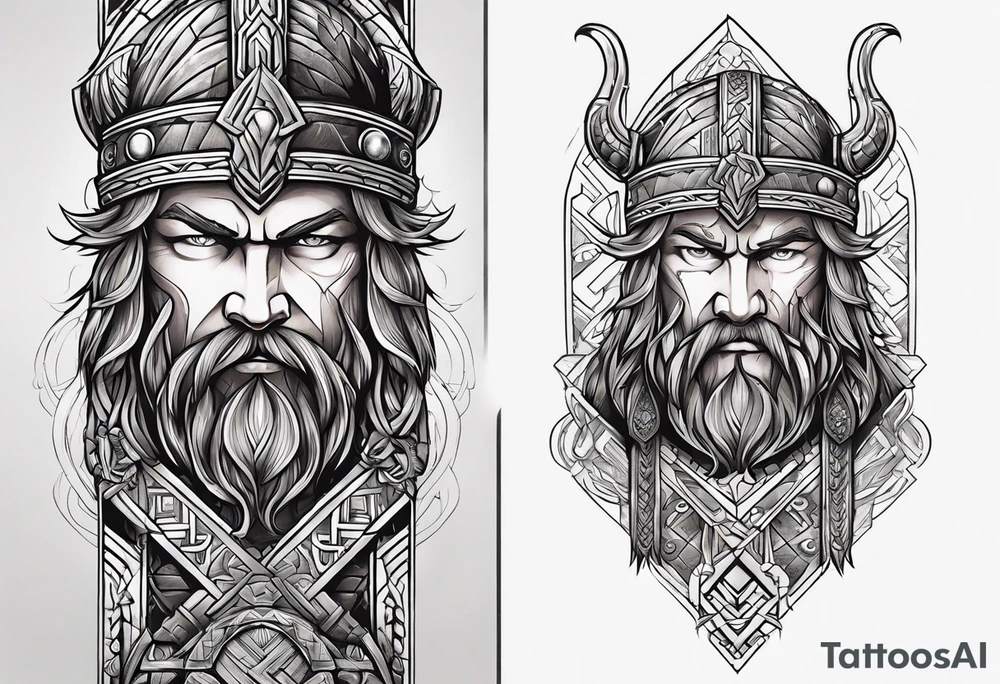 Generate a full left-arm tattoo based on Viking mythology tattoo idea