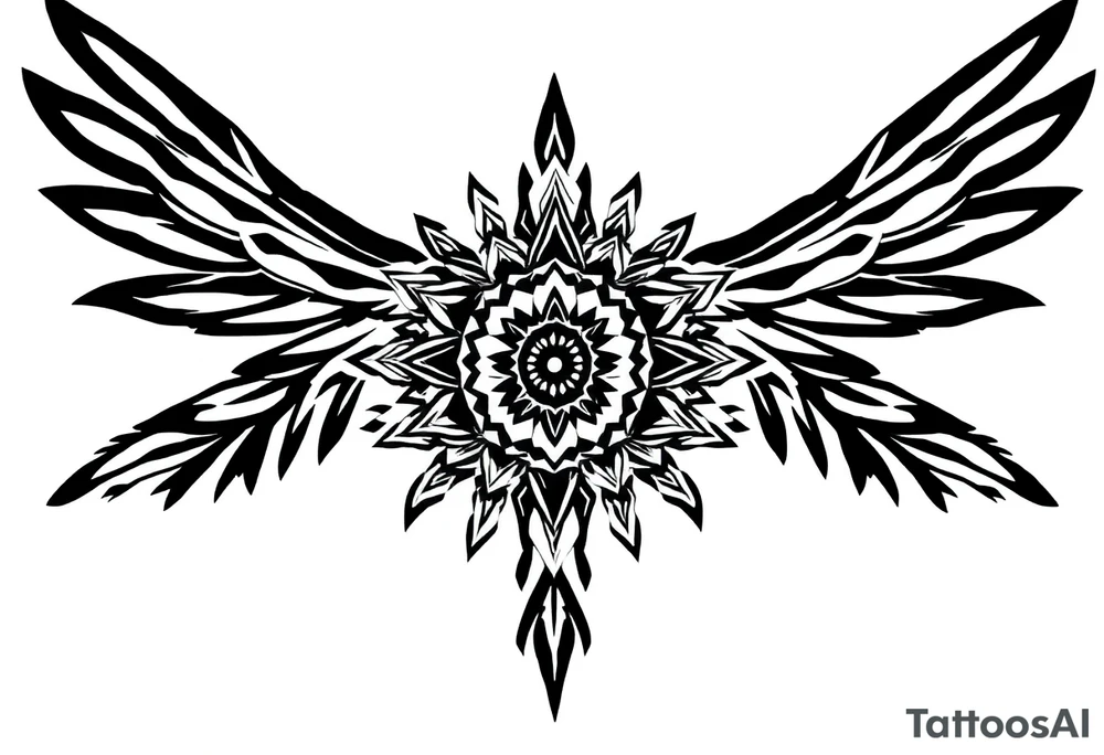 spiritual feather indian mandala shaman tattoo idea