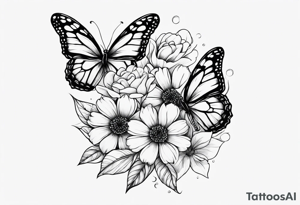 flowers butterflies from shoulder to middle of my arm tattoo idea