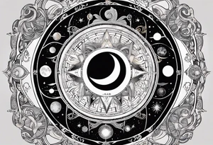 Astrology, Natal Chart, Cancer sign symbolic, vision, yin yang, the moon, the sun, Uranus, Pluto, spiritual, third eye, mystical, Zen, armband tattoo idea