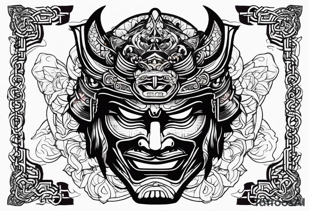 Japenese henya mask samurai tattoo idea