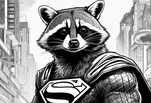Raccoon wearing a Superman shirt tattoo idea