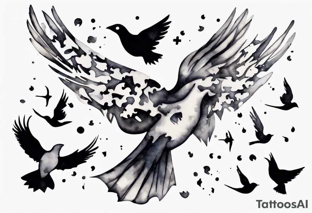 jigsaw puzzle piece with birds flying from it tattoo idea