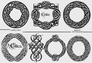 desing me a celtic knot tattoo with my childrens names and birthdate, Mellissa 18/03/1986, Ashley 24/11/1990, Jesse 8/04/1993, Liam 8/06/1995, Eleanor 19/08/1996 tattoo idea