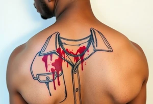 African American gangsta with blood splatter on clothes tattoo idea