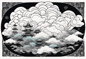 ukiyoe, cloud, hands tattoo idea