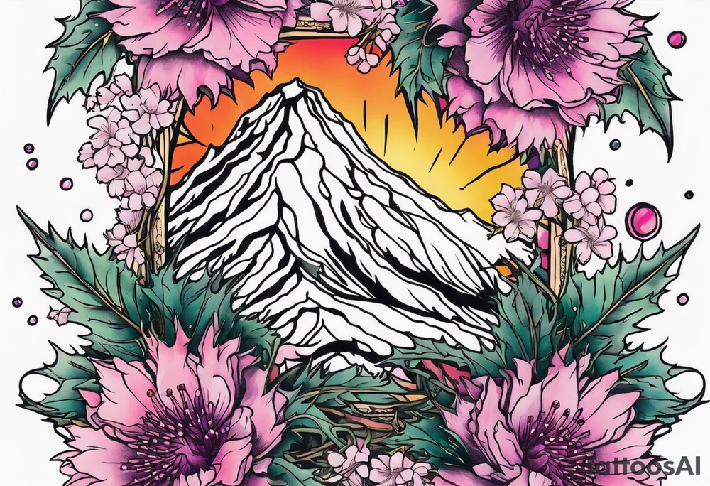 Thistles and cherry blossoms rapping around each other tattoo idea