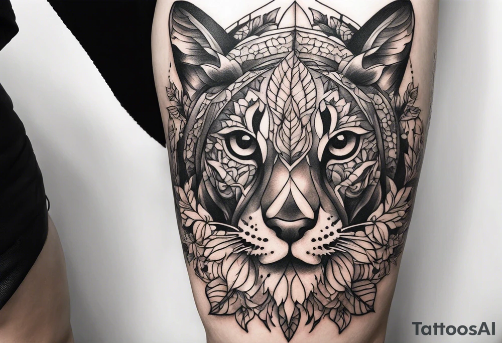 Front knee tattoo with fall colors tattoo idea