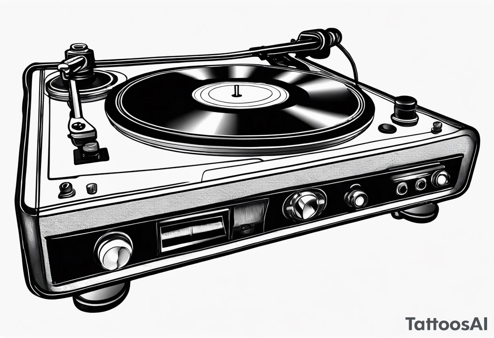 Recordplayer finline art minimalistic oneline throwup tattoo idea