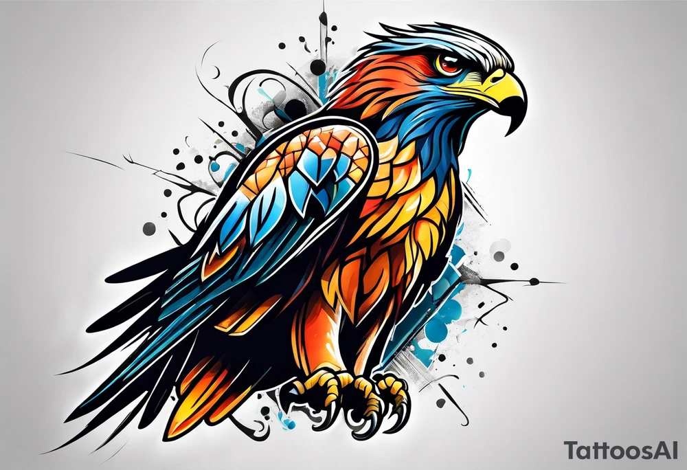 Star hawk tattoo idea