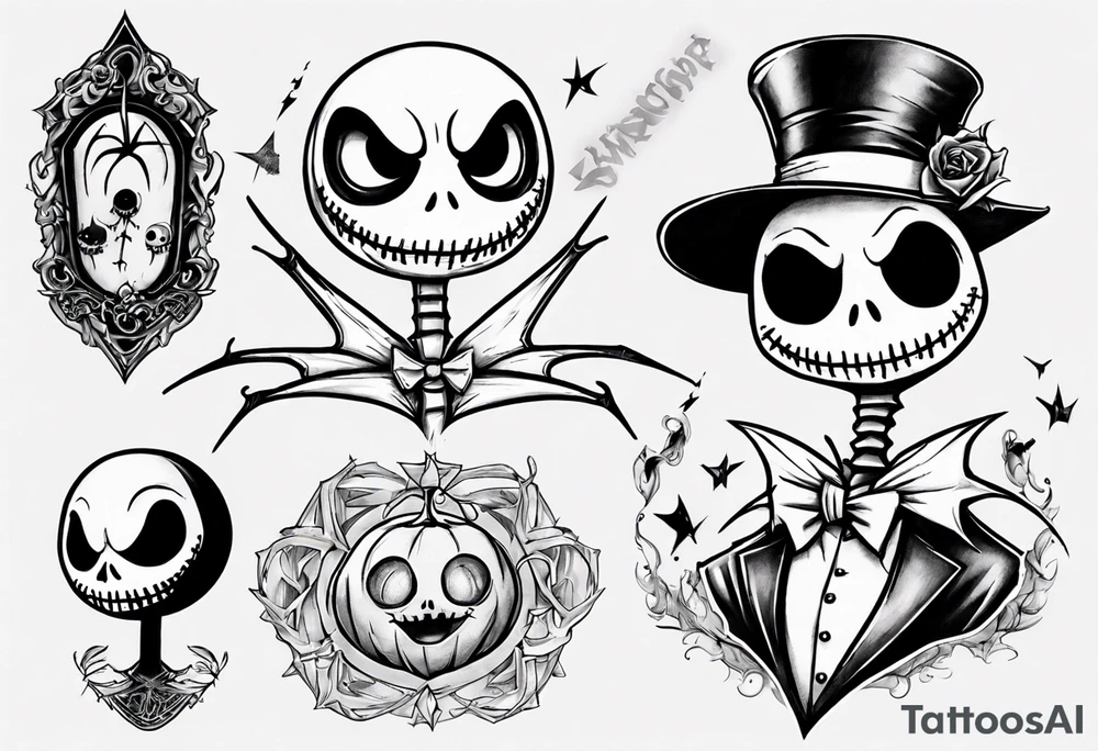 jack skellington and zero tattoo idea