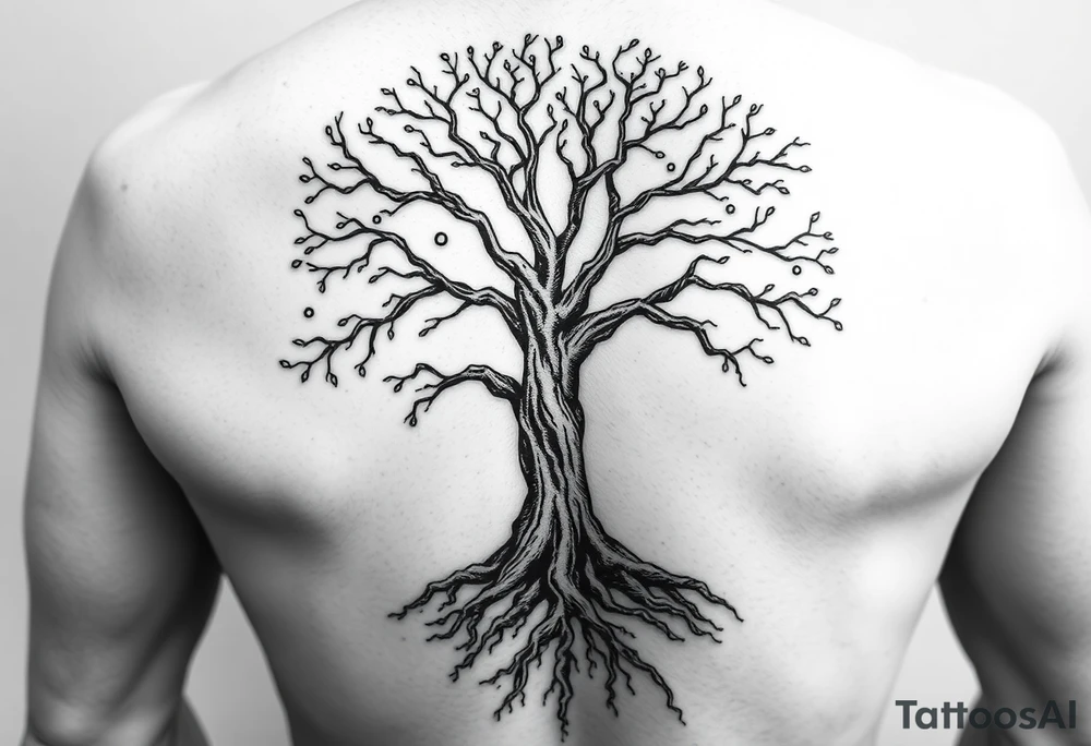 Family tree with roots for a grandfather to add names of children and grandchildren tattoo idea