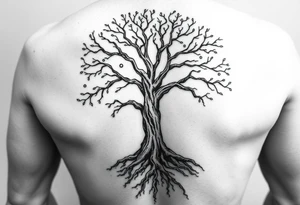 Family tree with roots for a grandfather to add names of children and grandchildren tattoo idea