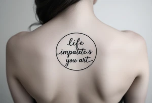 the words "life imitates art" in a circle tattoo idea