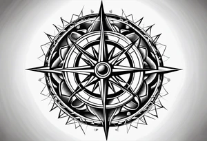 make a plain compass rose with long lines coming out of each tip of the compass in all directions extending out forever tattoo idea