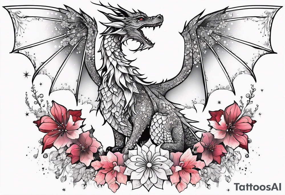 Constellation, wing , snow , cross , dragon female japan kawaii , flower tattoo idea