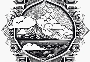 Geometric clouds tattoo idea