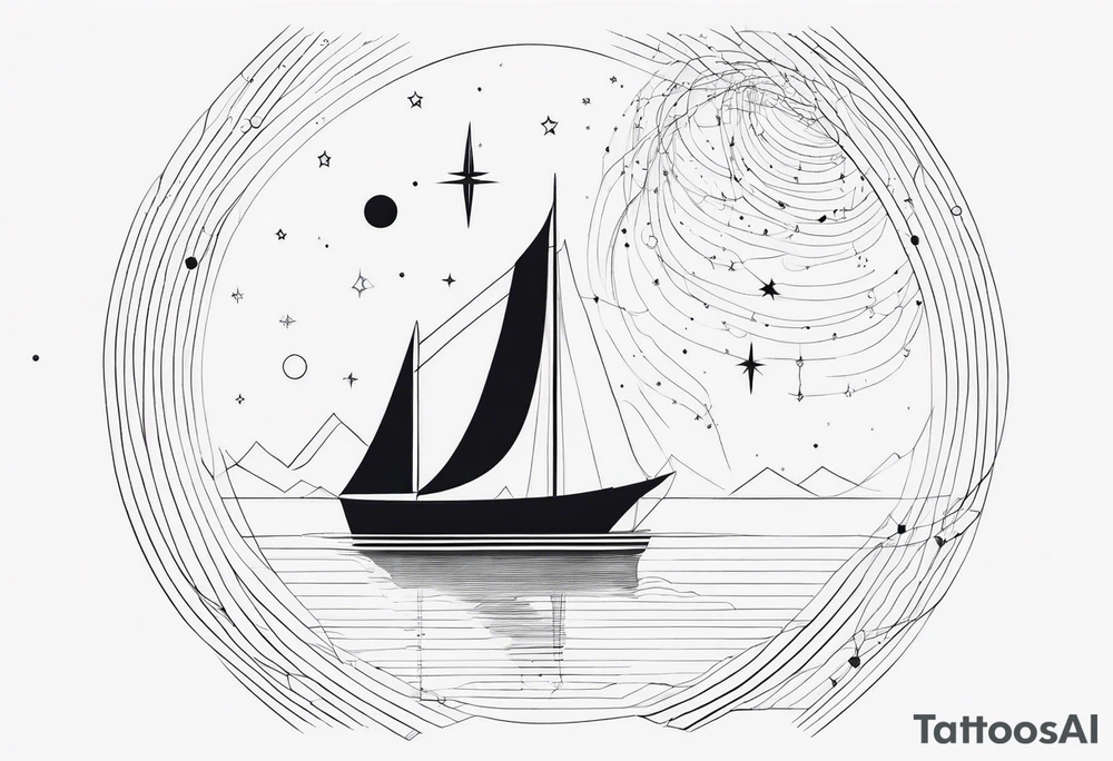 A giant vivern with thin lines on the background of the constellation elegant tattoo idea
