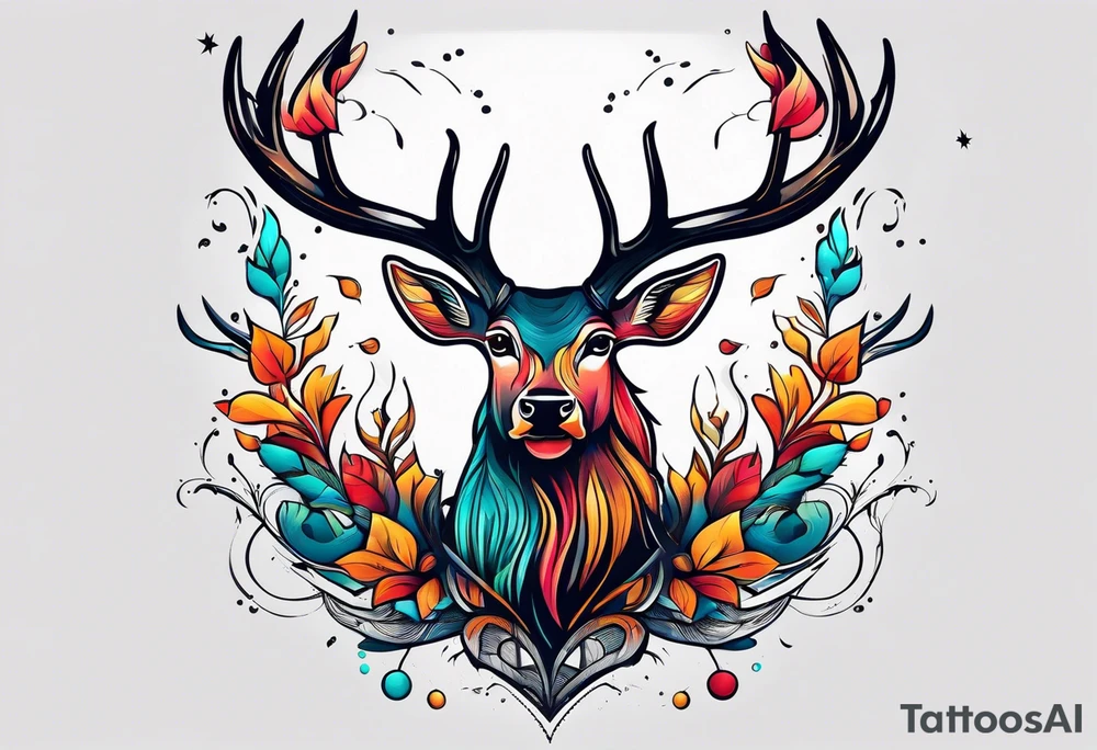 antlers flying away tattoo idea
