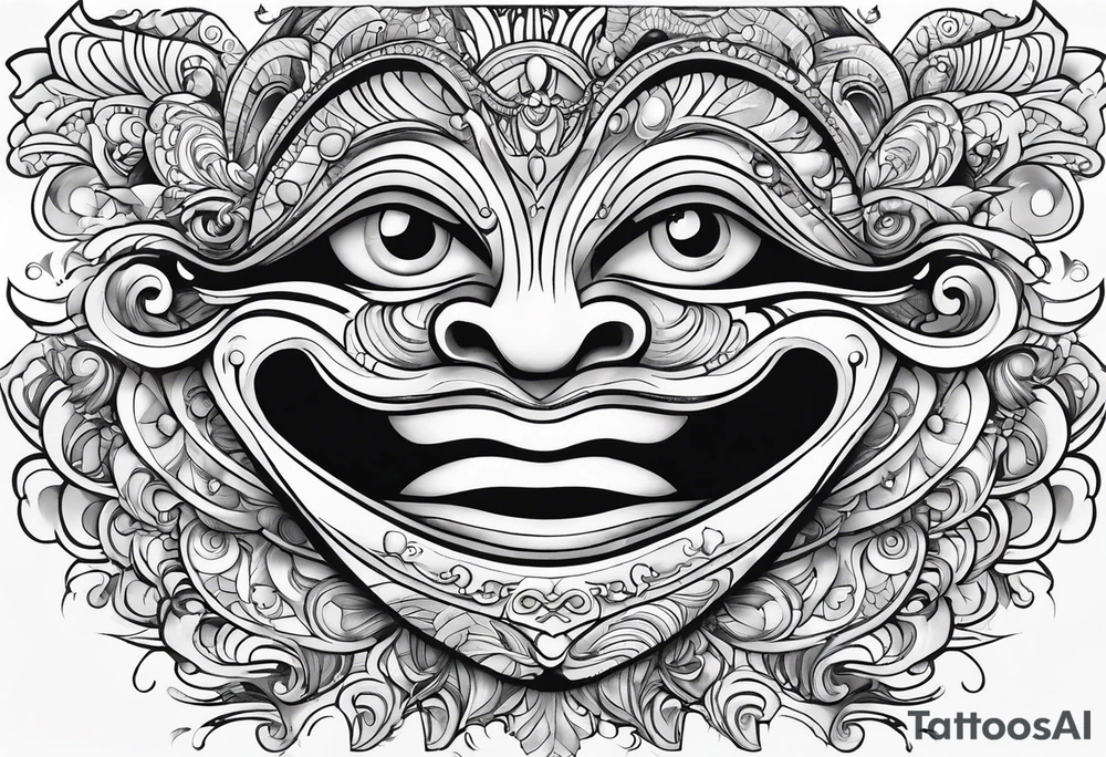 elongated cartoon face mouth open white eyes tattoo idea
