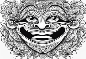 elongated cartoon face mouth open white eyes tattoo idea