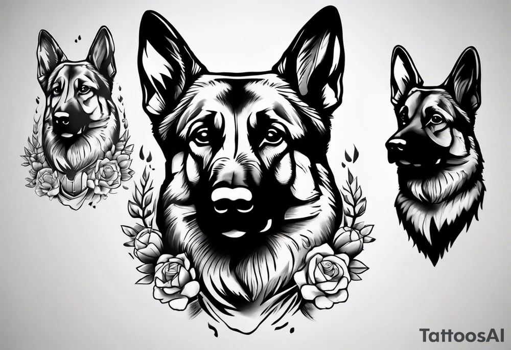 German Shepherd portrait tattoo idea