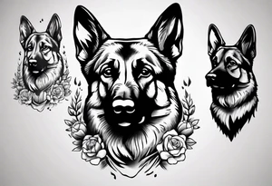 German Shepherd portrait tattoo idea