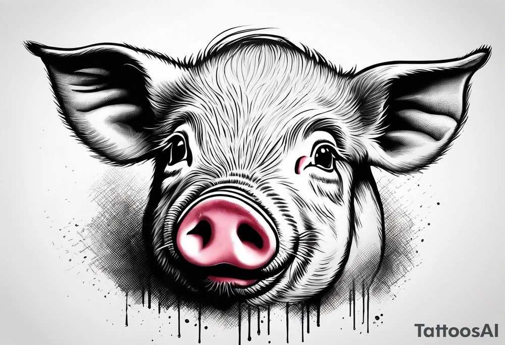 cute pig or piglet.
with text: "friends not food" tattoo idea cute pig or piglet.
with text: "friends not food" tattoo idea