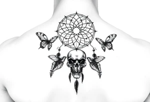 Dreamcatcher with butterfly's and skull tattoo idea