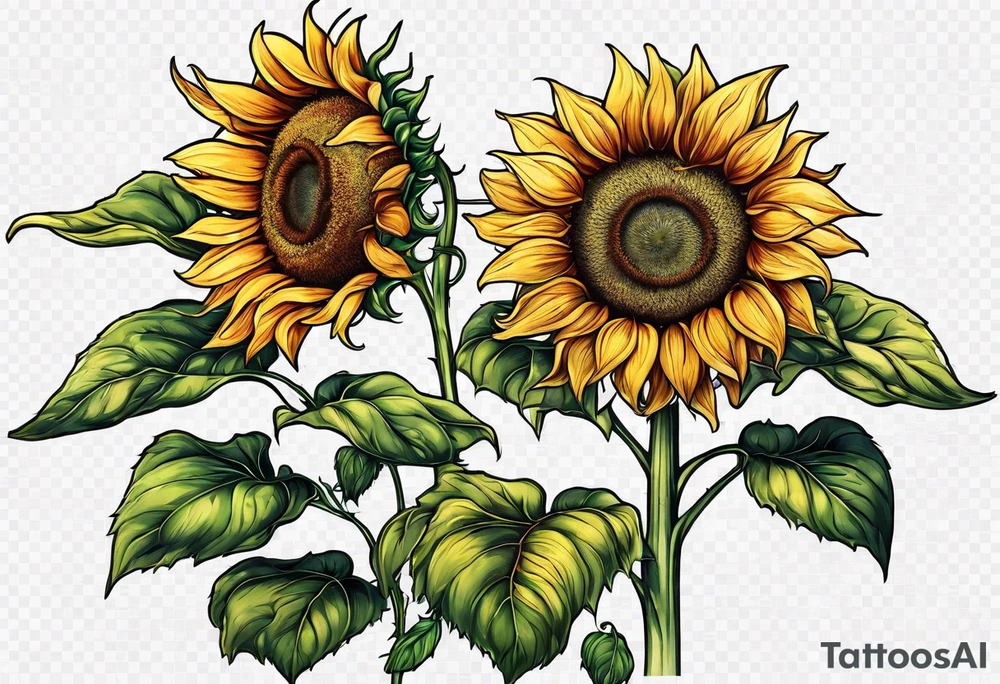 Sunflower for a male tattoo idea