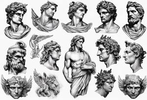 greek god statue realistic tattoo idea