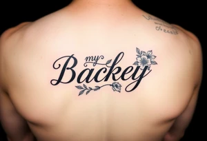 My brothers name packey in pretty cursive with floral tattoo idea