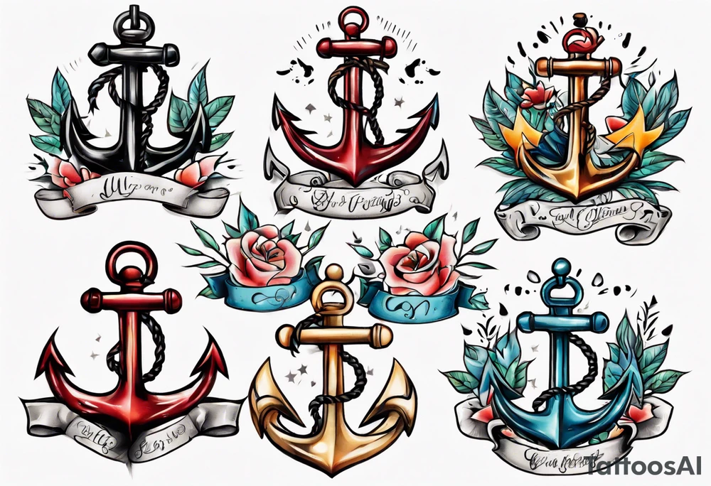 Anchor with a crown on top tattoo idea