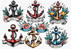Anchor with a crown on top tattoo idea
