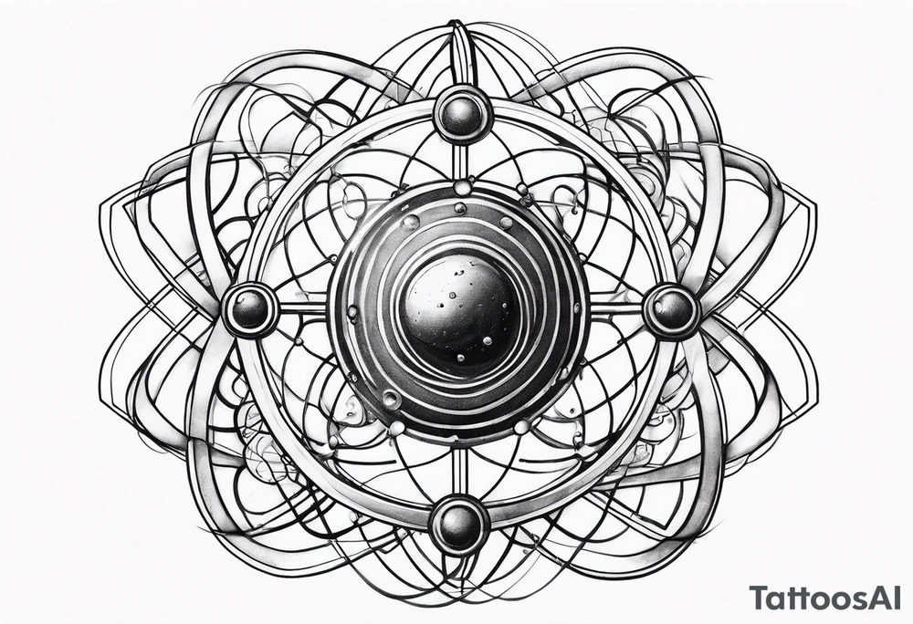 atom with quantum wave of electrons tattoo idea