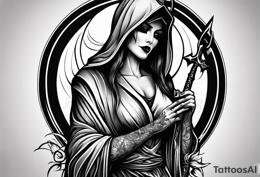 lady grim reaper tattoo idea