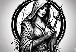 lady grim reaper tattoo idea