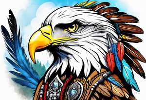 Eagle with native war bonnet tattoo idea