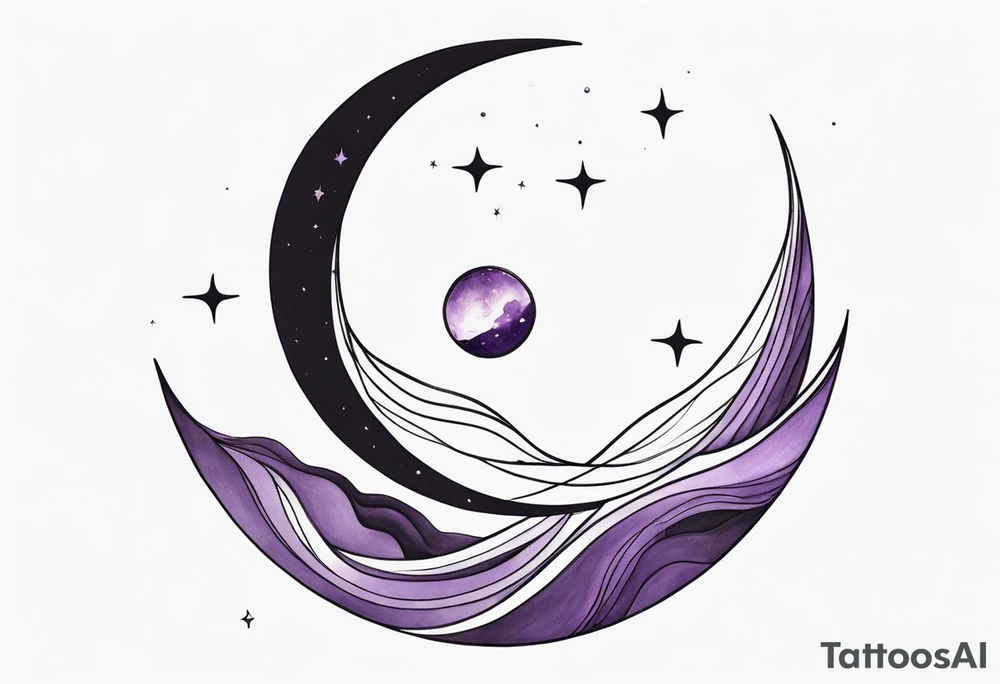 a crescent-shaped moon in amethyst tattoo idea