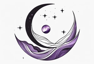 a crescent-shaped moon in amethyst tattoo idea