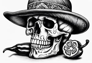 A skull on a chilli pepper tattoo idea