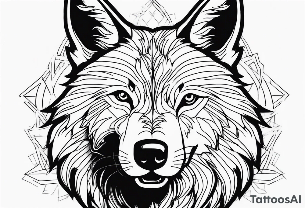 a rabid wolf turned 3/4 that does not stick out its tongue tattoo idea