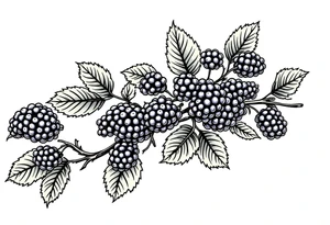 American traditional style Blackberry branch in a line to wrap around an arm tattoo idea