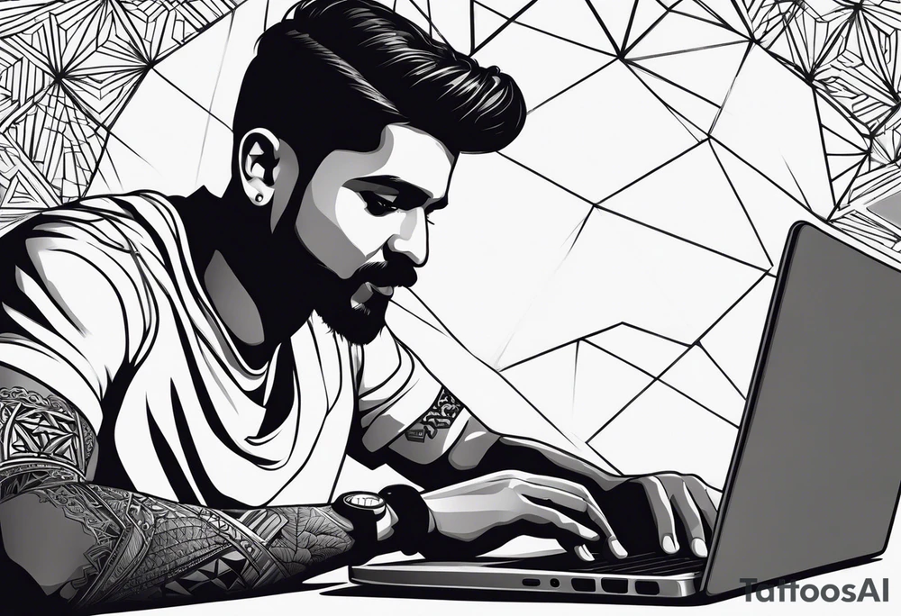 Babar Azam working with laptop tattoo idea