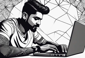 Babar Azam working with laptop tattoo idea